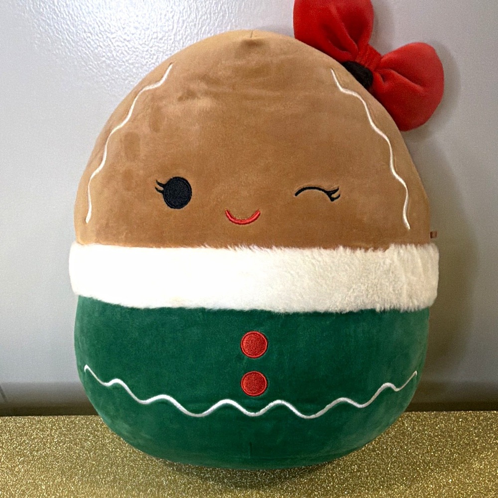 Squishmallows Gingerbread Plush Beanbag Kellitoy 2022 SP4229 Green Brown